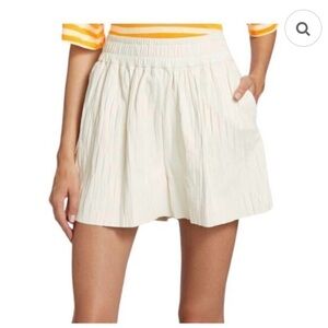 Frame High Waist Pleated Leather Shorts